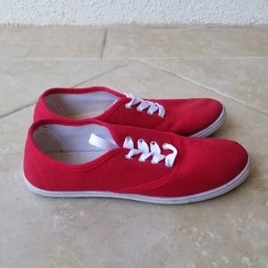 Shoes 18 Red Canvas Lace Up Sneakers